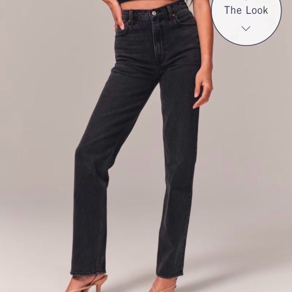 Abercrombie Ultra High Rise 90s Straight Jean Black 29/8 Extra Short